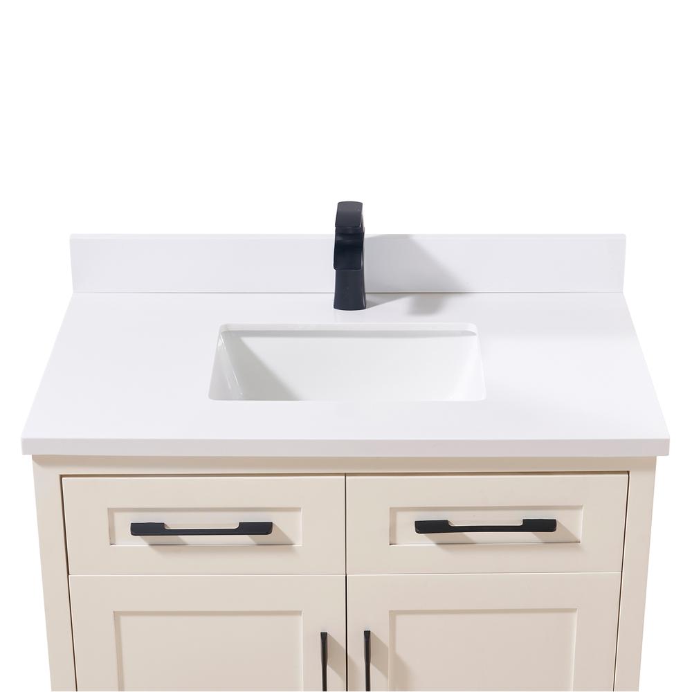 37. in Composite Stone Vanity Top in Snow White with White Sink. Picture 5