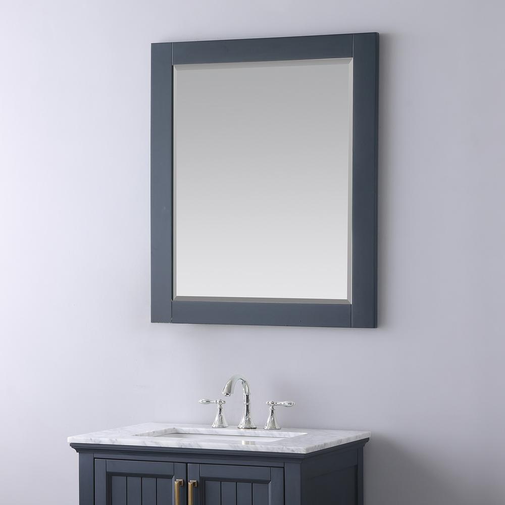 28" Rectangular Bathroom Wood Framed Wall Mirror in Classic Blue. Picture 3