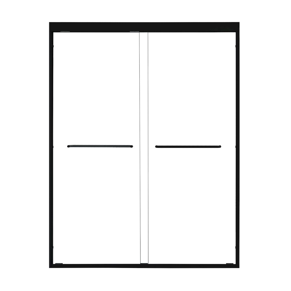 Framed Shower Door in Matte Black with Clear Glass. Picture 1