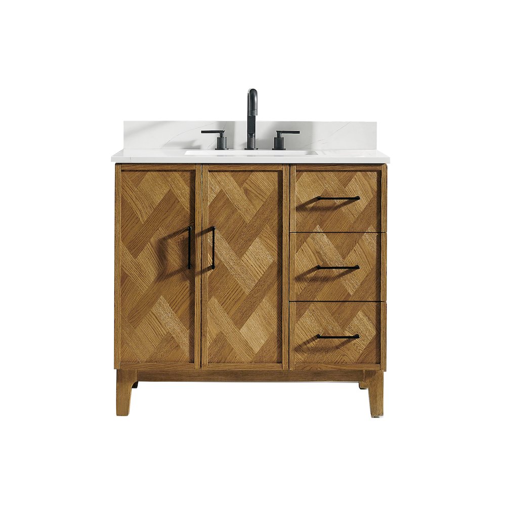 Clara 36" Single Bathroom Vanity in Weathered Brown. Picture 1