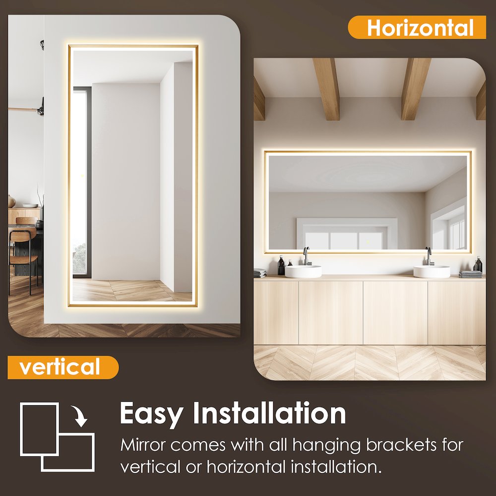84"x42" Rectangular Wall Mirror in Brushed Gold Aluminum Framed. Picture 10