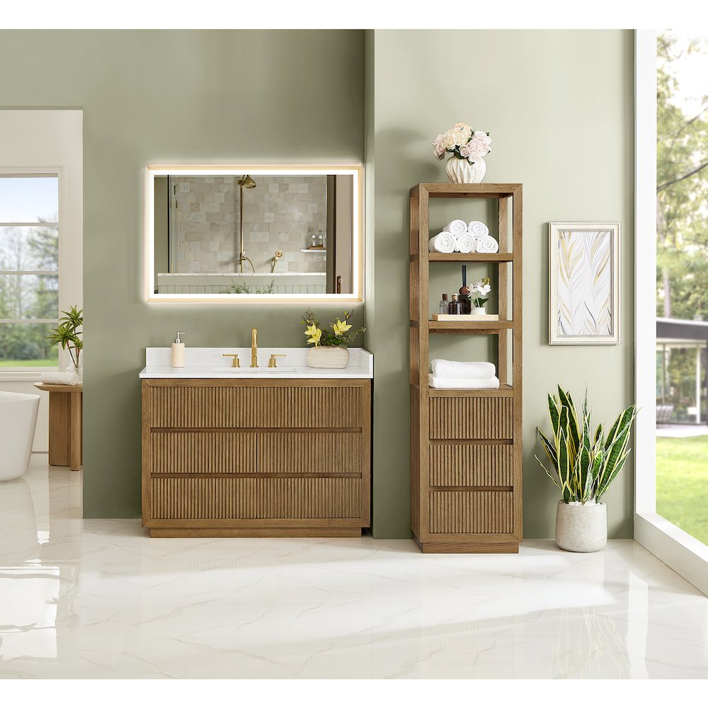 Navan 48" Single Bathroom Vanity in Weathered Brown. Picture 15