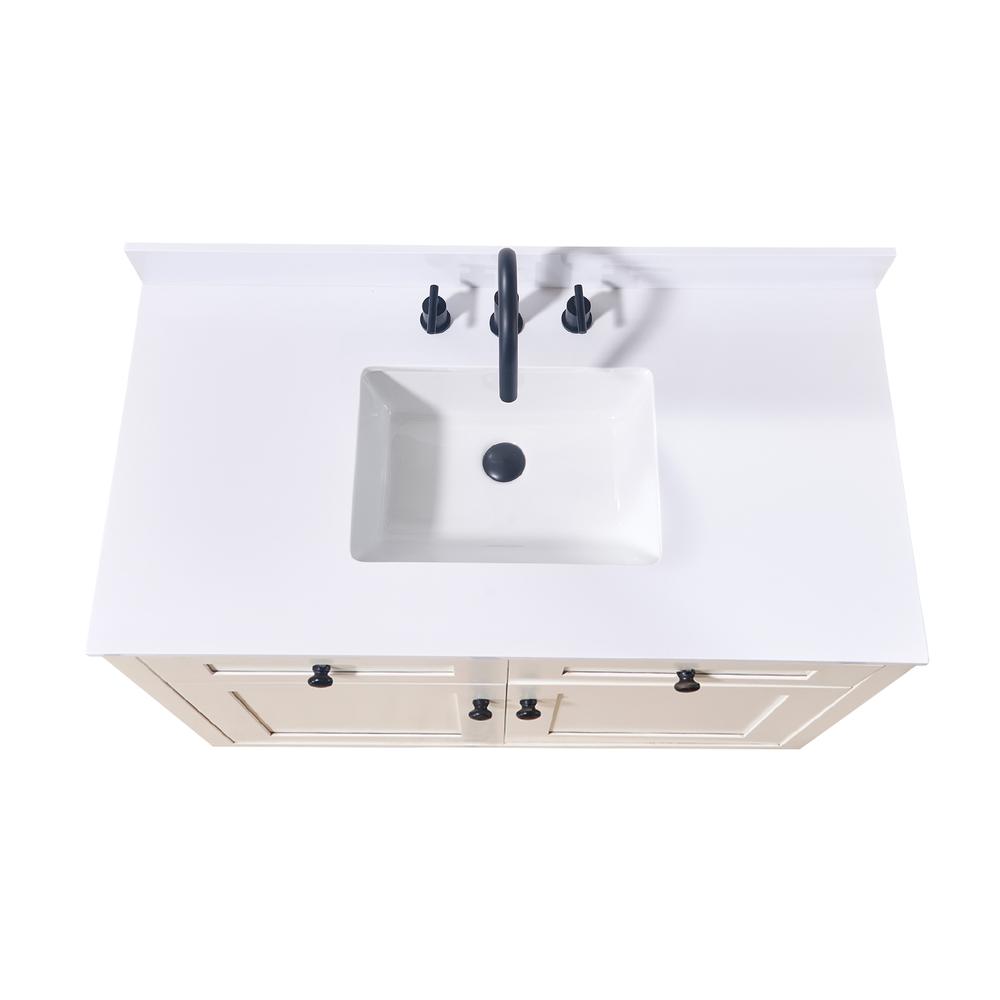 43. in Composite Stone Vanity Top in Snow White with White Sink. Picture 4