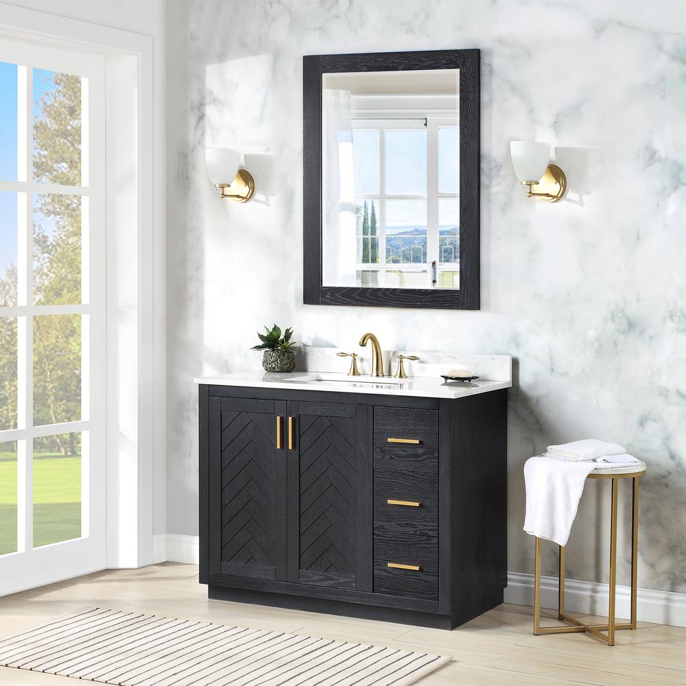 42" Single Bathroom Vanity Set in Black Oak with Mirror. Picture 5
