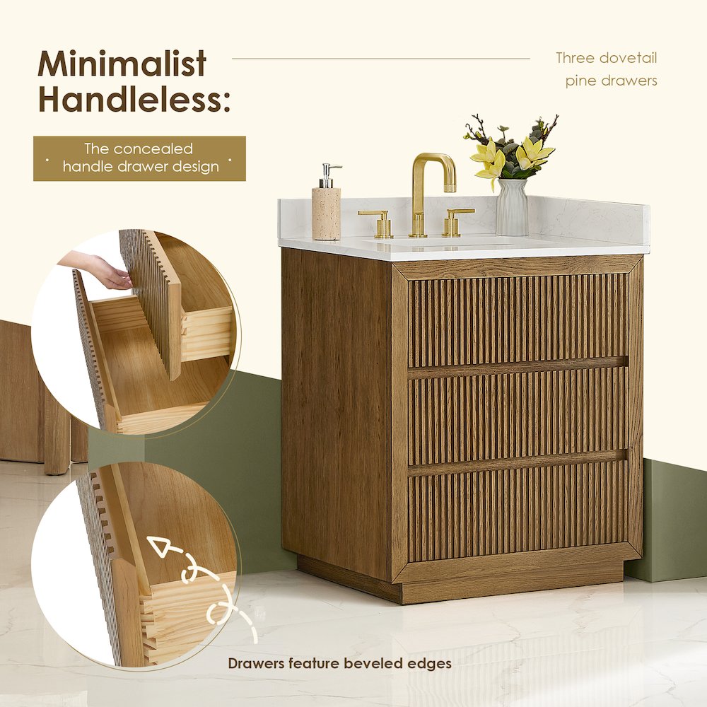 Navan 30" Single Bathroom Vanity in Weathered Brown. Picture 8