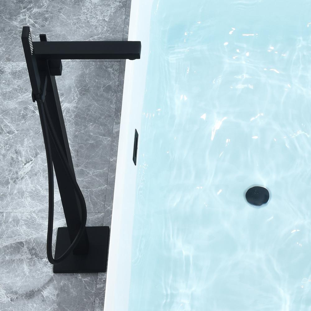 Regina 51" x 28" Flatbottom Freestanding Acrylic Soaking Bathtub in Glossy White. Picture 11