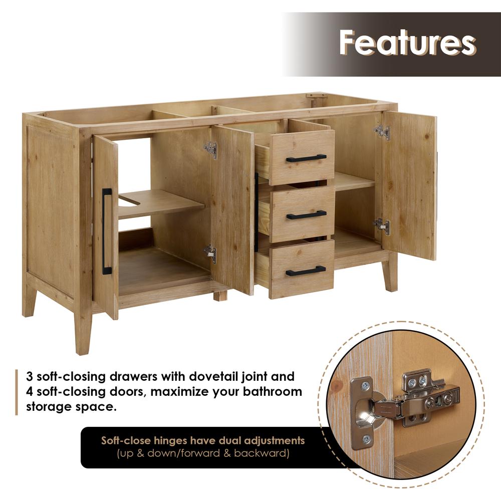 Double Bathroom Vanity in Weathered Fir with Stone Countertop with Mirror. Picture 6