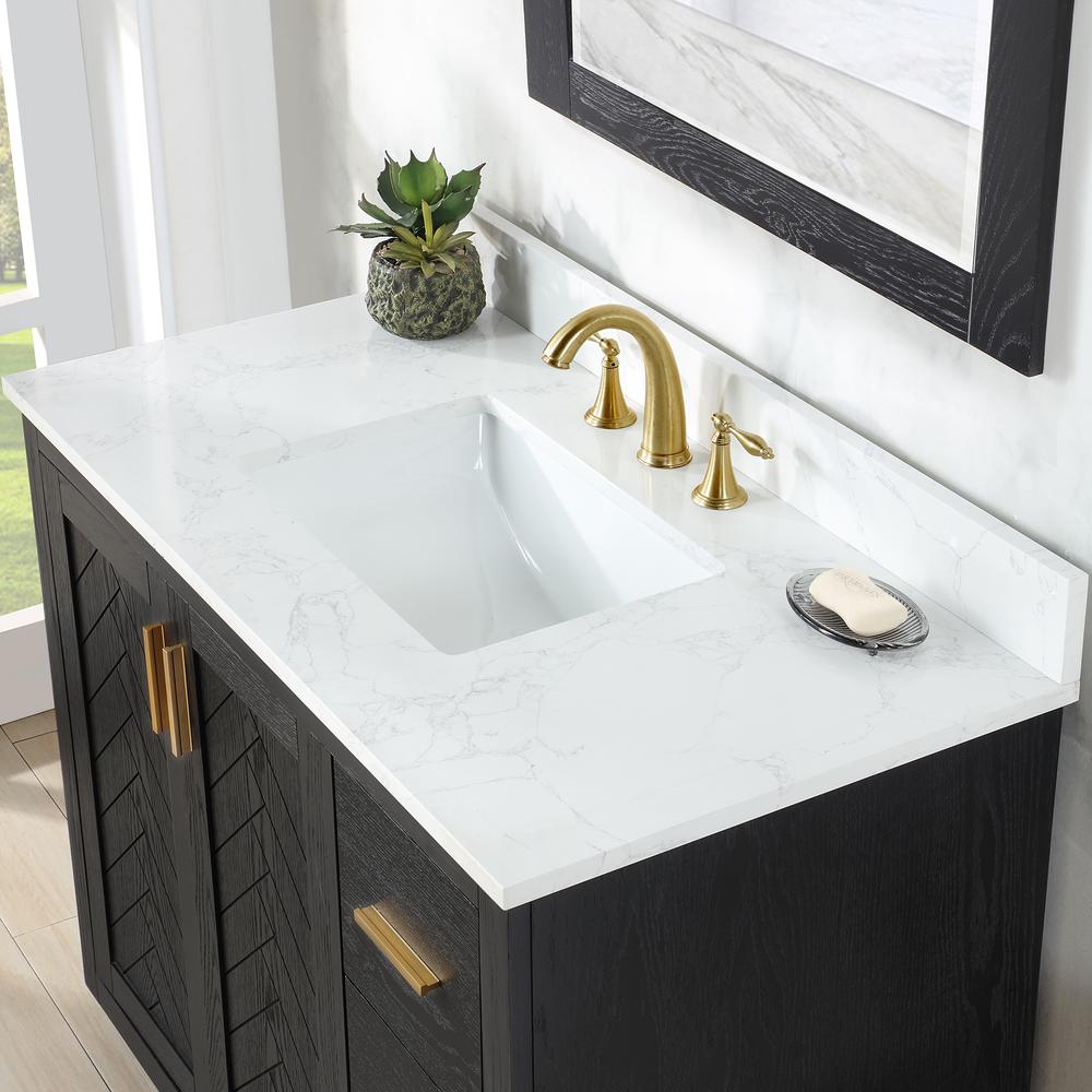 42" Single Bathroom Vanity Set in Black Oak with Mirror. Picture 8
