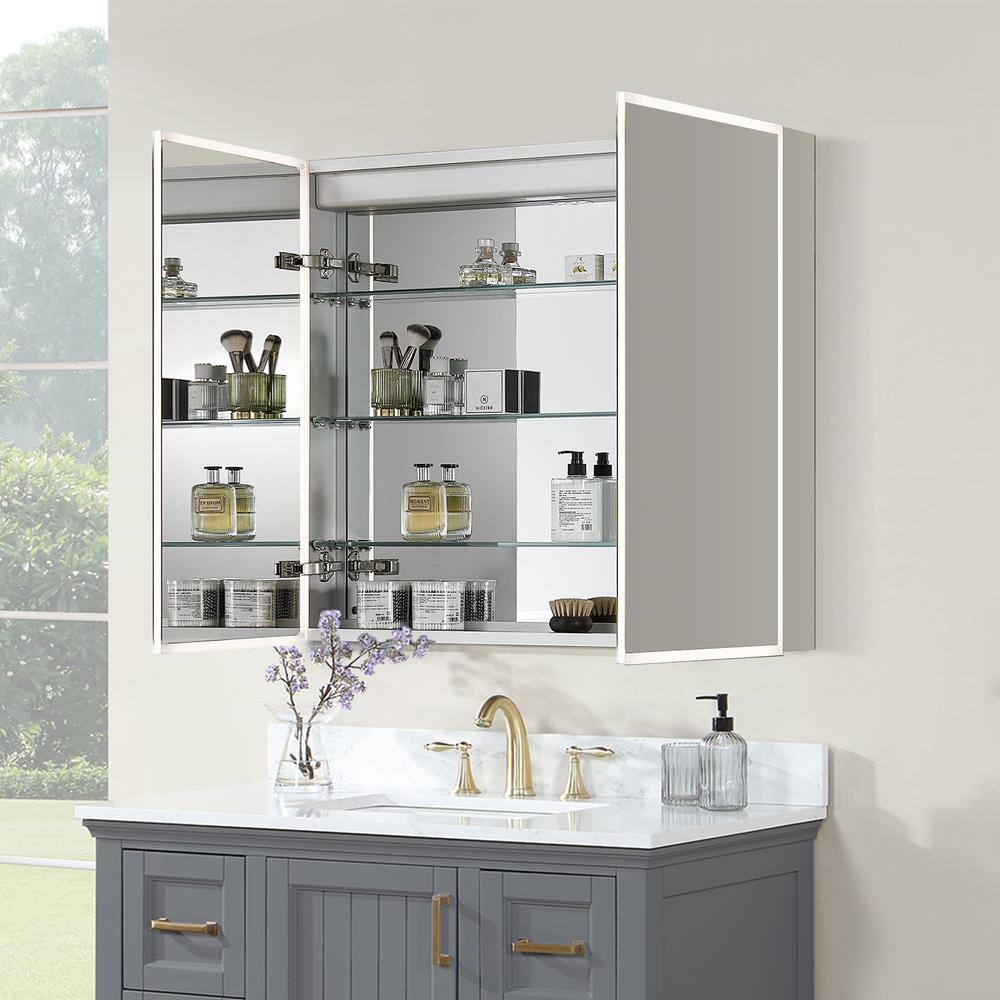 Frameless Surface-Mount/Recessed LED Lighted Bathroom Medicine Cabinet. Picture 10