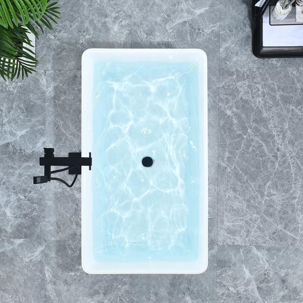 Regina 51" x 28" Flatbottom Freestanding Acrylic Soaking Bathtub in Glossy White. Picture 8