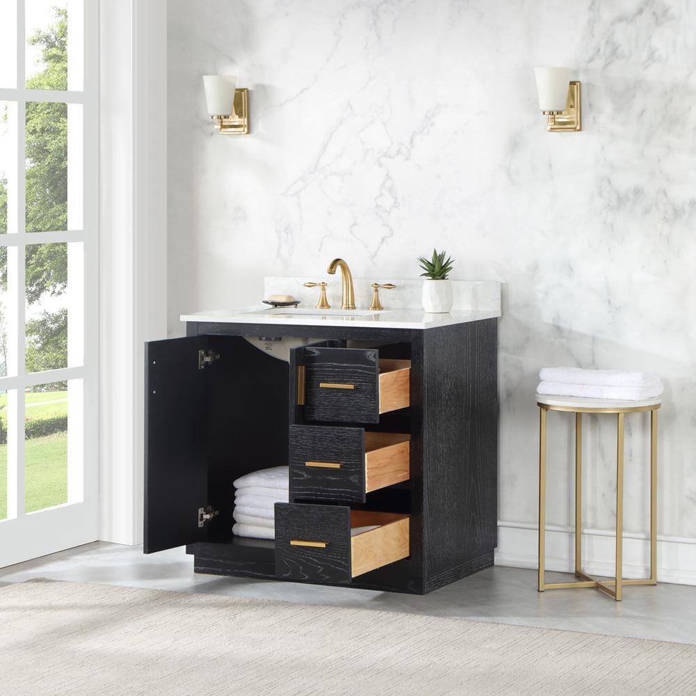 36" Single Bathroom Vanity Set in Black Oak without Mirror. Picture 4