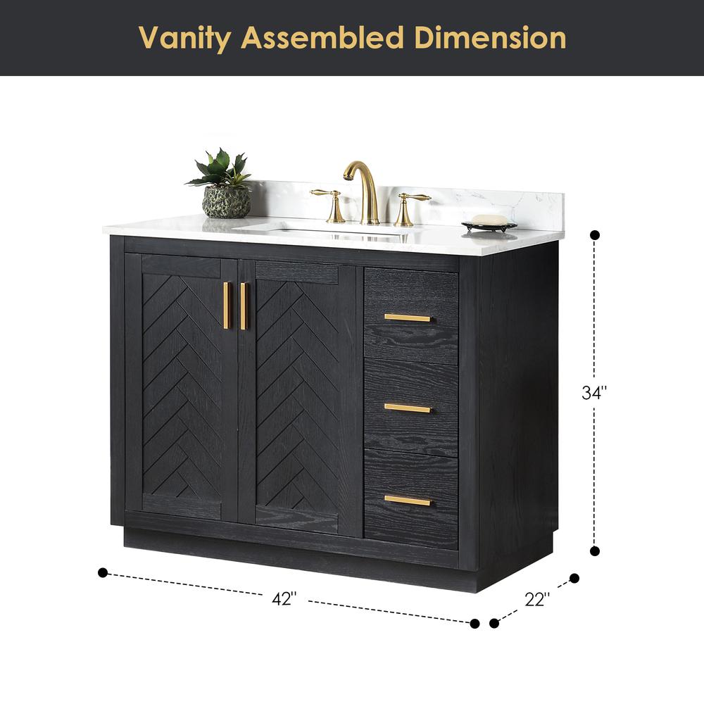 42" Single Bathroom Vanity Set in Black Oak with Mirror. Picture 3