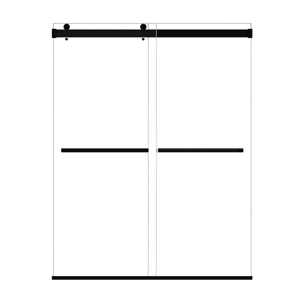 By Pass Frameless Shower Door in Matte Black with Clear Glass. Picture 1