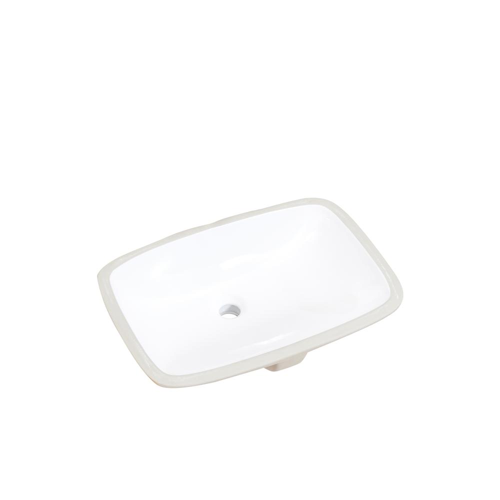 20 in. Retegular White Finish Ceramic Undermount Vanity Sink. Picture 6