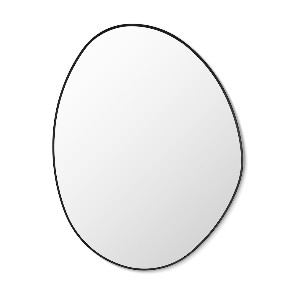 28"x36" Irregular Aluminum Framed in Matte Black Modern Bathroom Wall Mirror. Picture 2