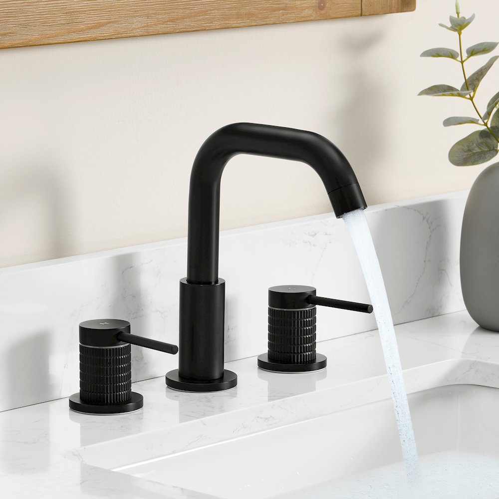 8. in Widespread 2-Handle Bathroom Faucet in Matte Black. Picture 3