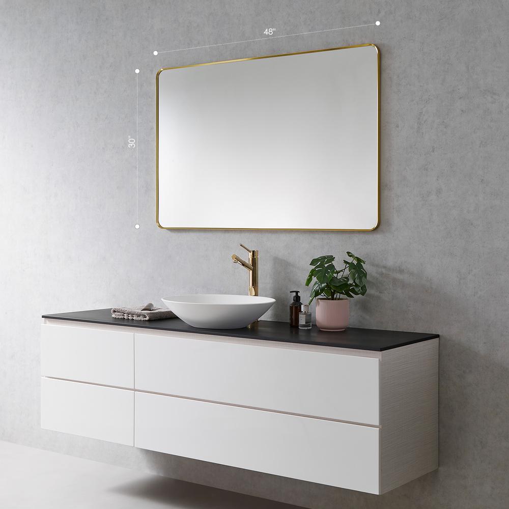 Nettuno 48" Rectangle Bathroom/Vanity Brushed Gold Aluminum Framed Wall Mirror. Picture 3
