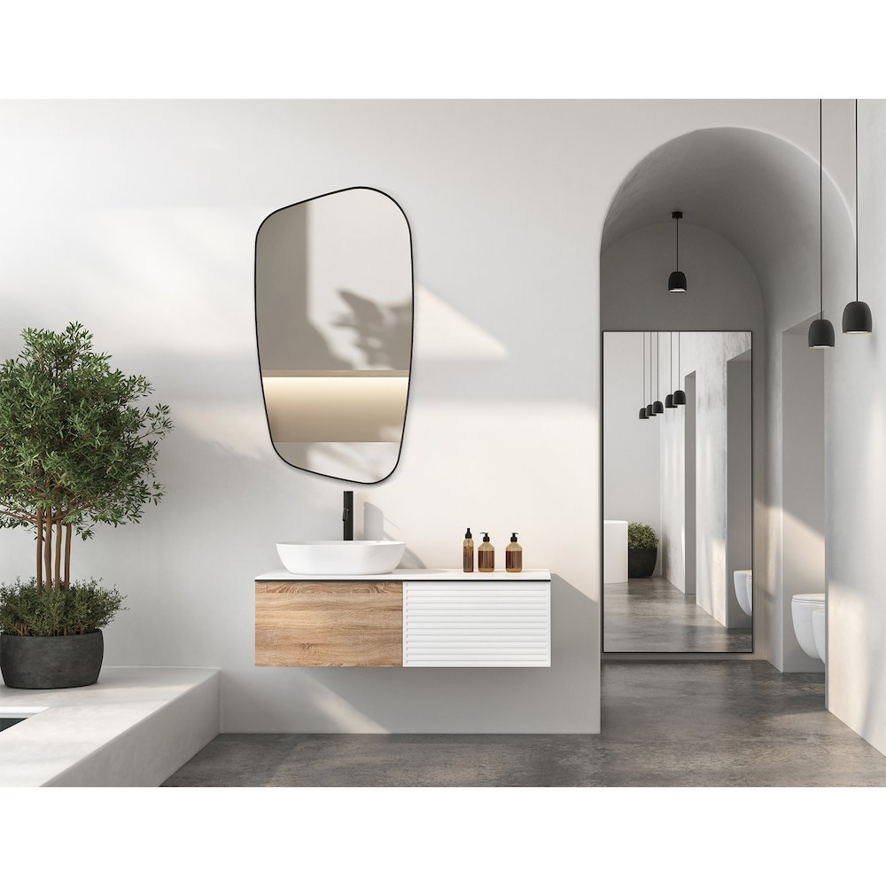 26"x48" Novelty Aluminum Framed in Matte Black Modern Bathroom Wall Mirror. Picture 15