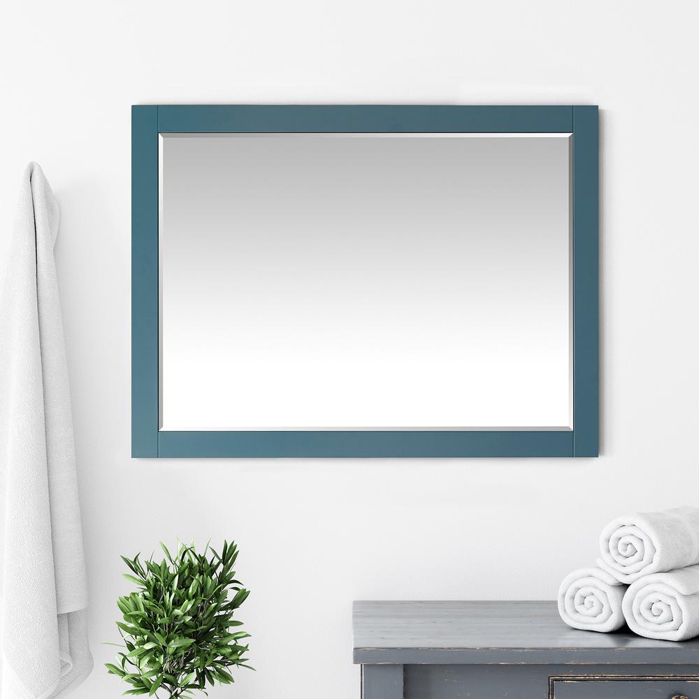 48" Rectangular Bathroom Wood Framed Wall Mirror in Royal Green. Picture 5