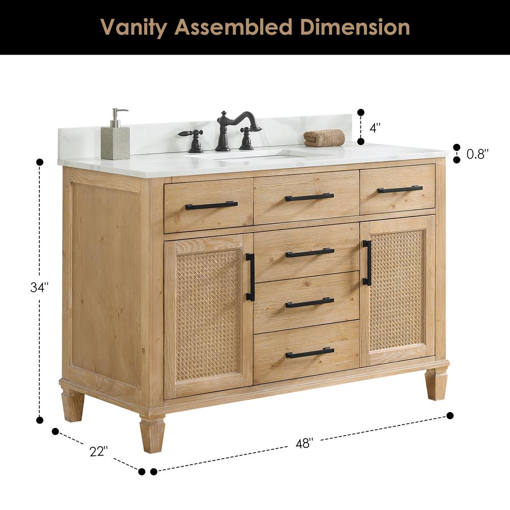 Single Bathroom Vanity in Weathered Fir with Stone Countertop without Mirror. Picture 12