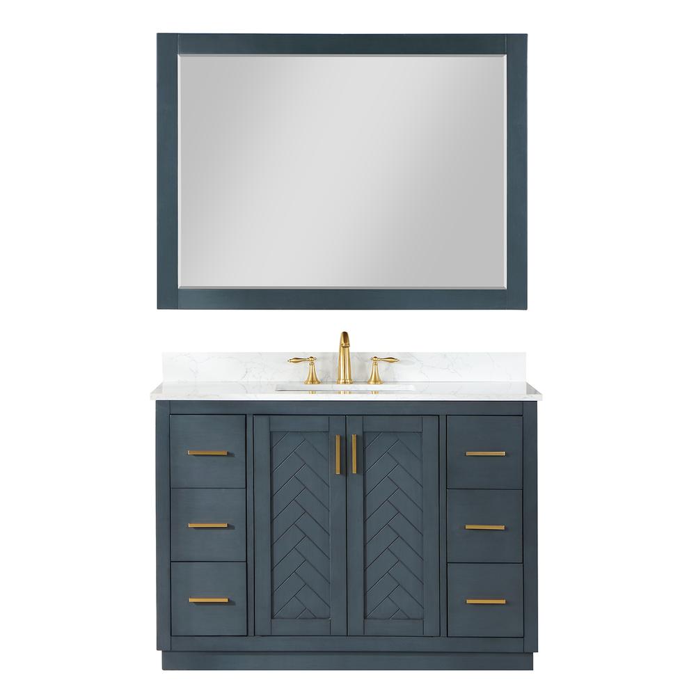 48" Single Bathroom Vanity Set in Classic Blue with Mirror. Picture 1