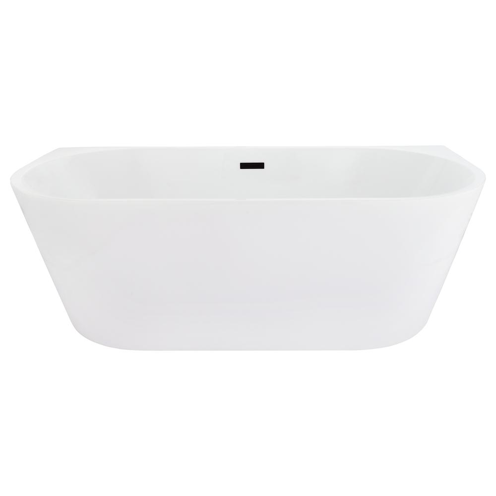 Satchi 67" x 32" Flatbottom Freestanding Acrylic Soaking Bathtub in Glossy White. Picture 1