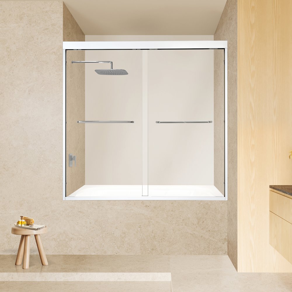 Framed Tub Door in Polished Chrome with Clear Glass. Picture 6