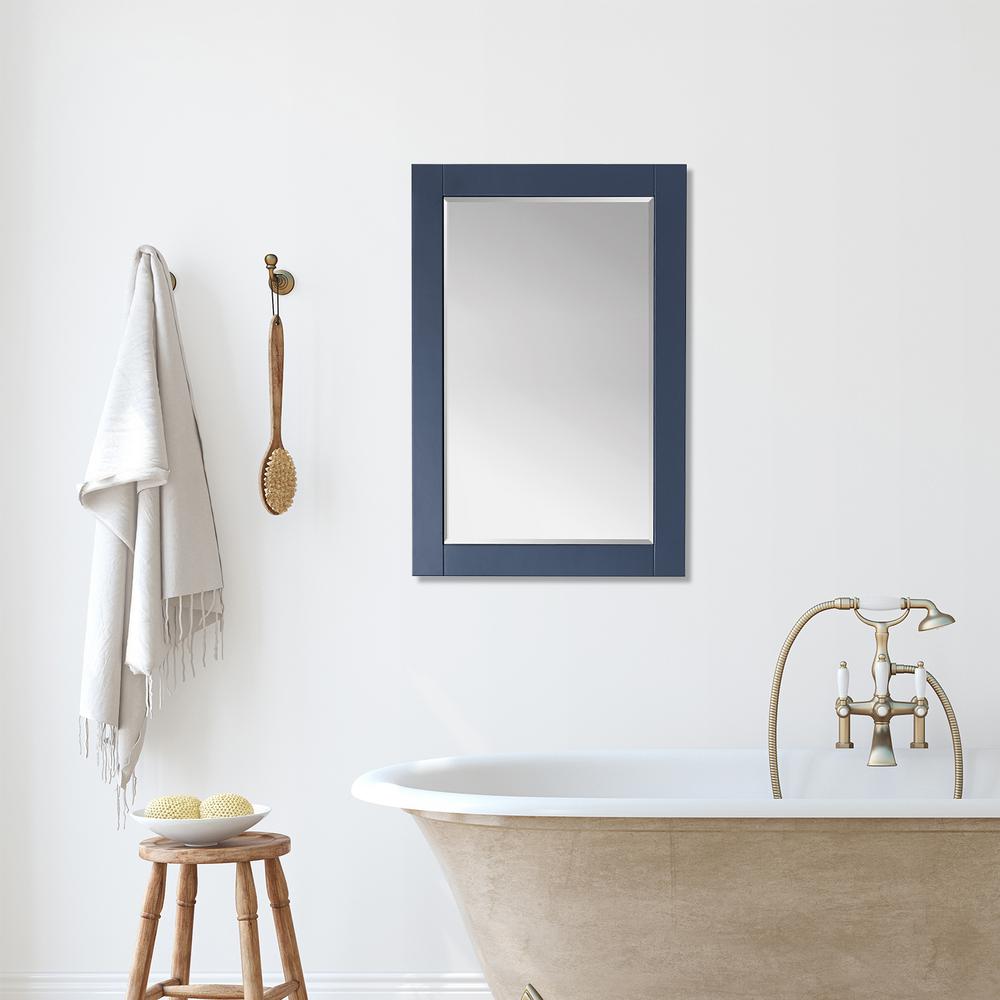24" Rectangular Bathroom Wood Framed Wall Mirror in Royal Blue. Picture 6