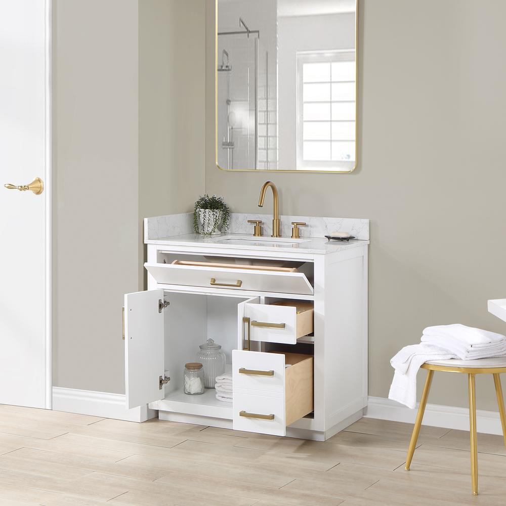 36" Single Bathroom Vanity in White without Mirror. Picture 10