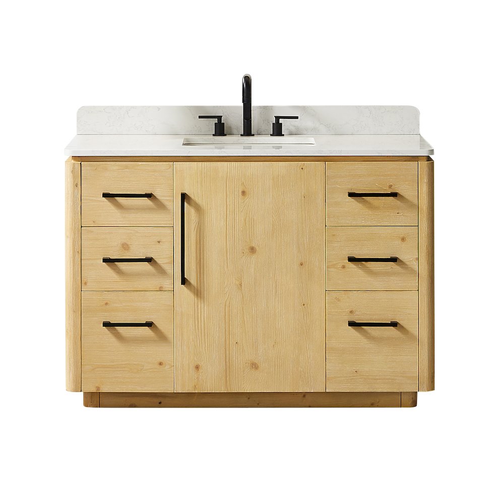 48" Single Bathroom Vanity in Nature Brown with Grain White. Picture 1