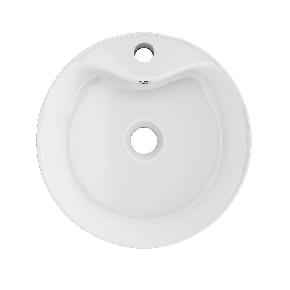 Timitra 18 in. Round White
 Finish Ceramic Vessel Bathroom Vanity Sink. Picture 4