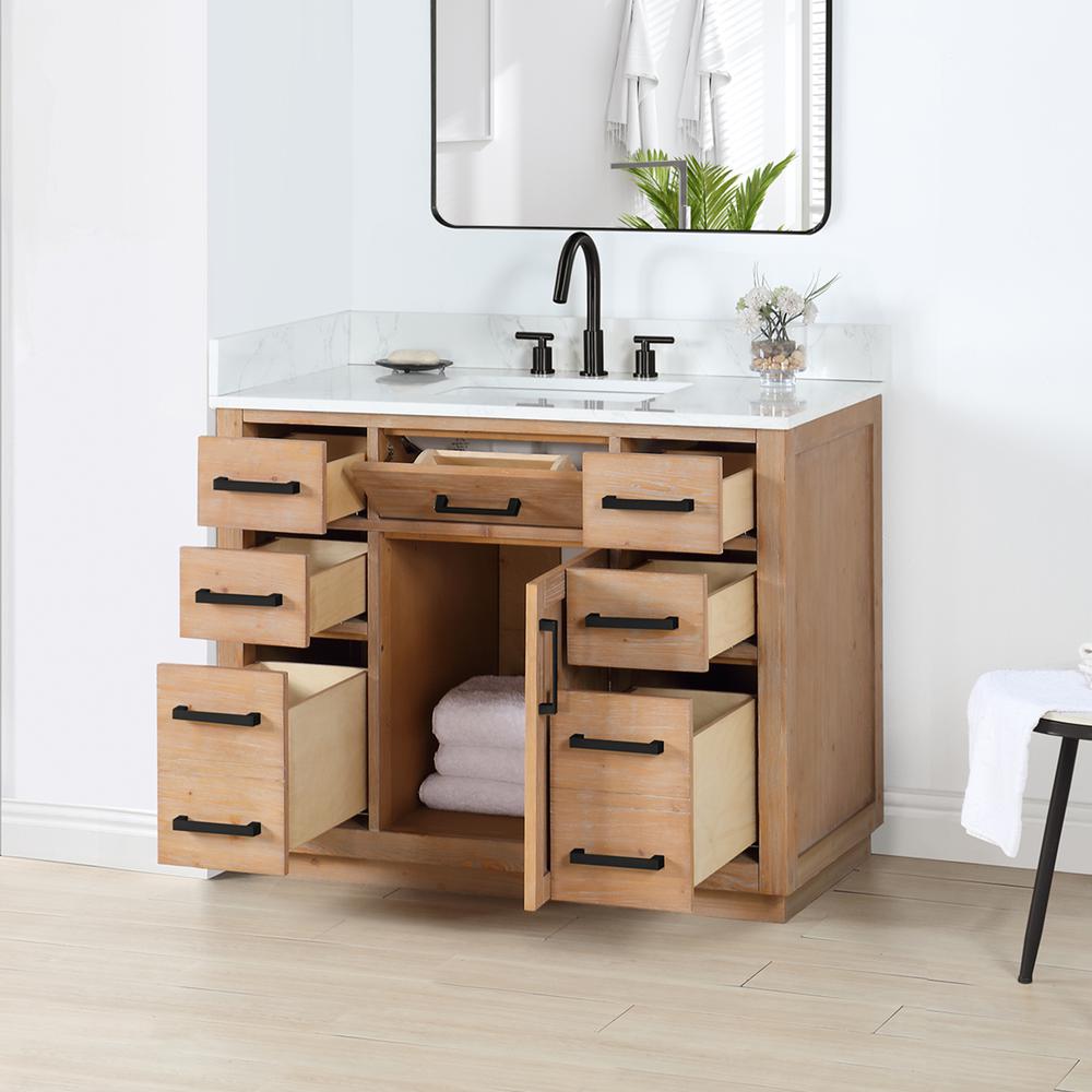 42" Single Bathroom Vanity in Light Brown without Mirror. Picture 4