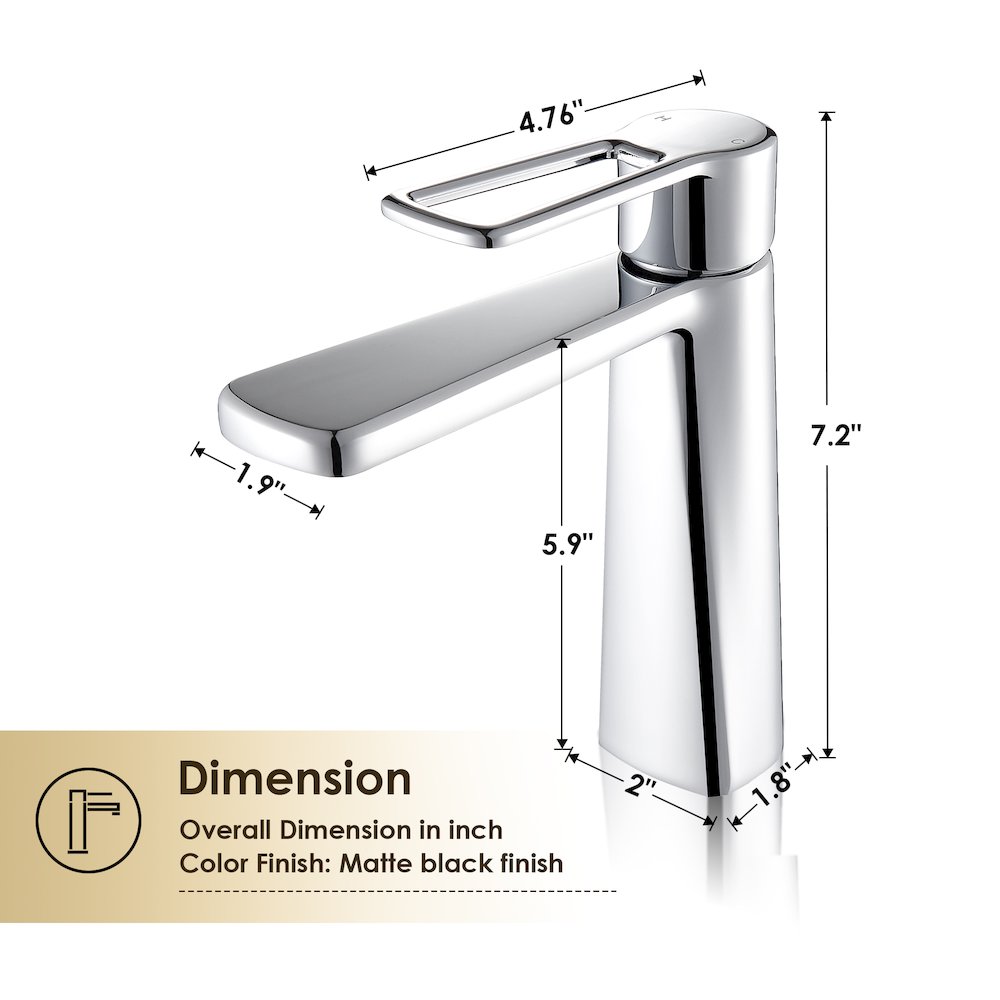 Single Hole Single-Handle Bathroom Faucet in Prolished Chrome. Picture 11