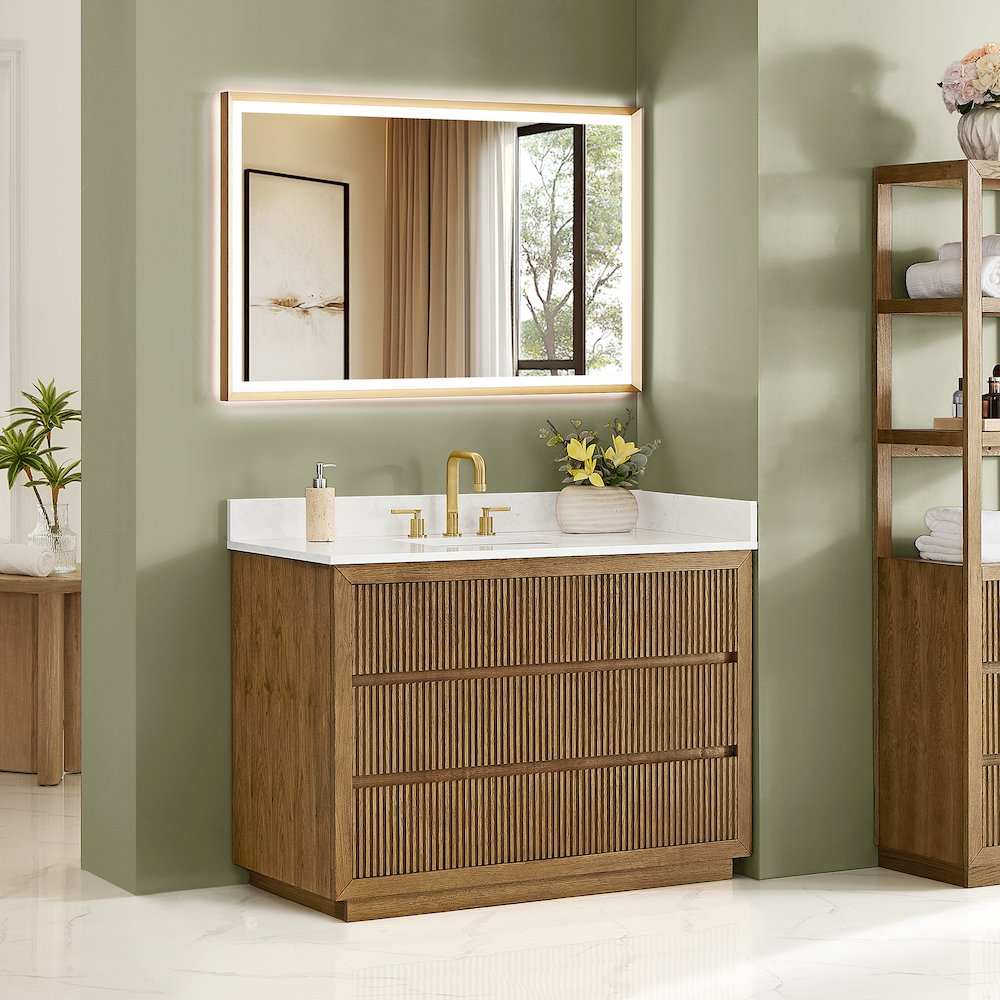 Navan 48" Single Bathroom Vanity in Weathered Brown. Picture 3