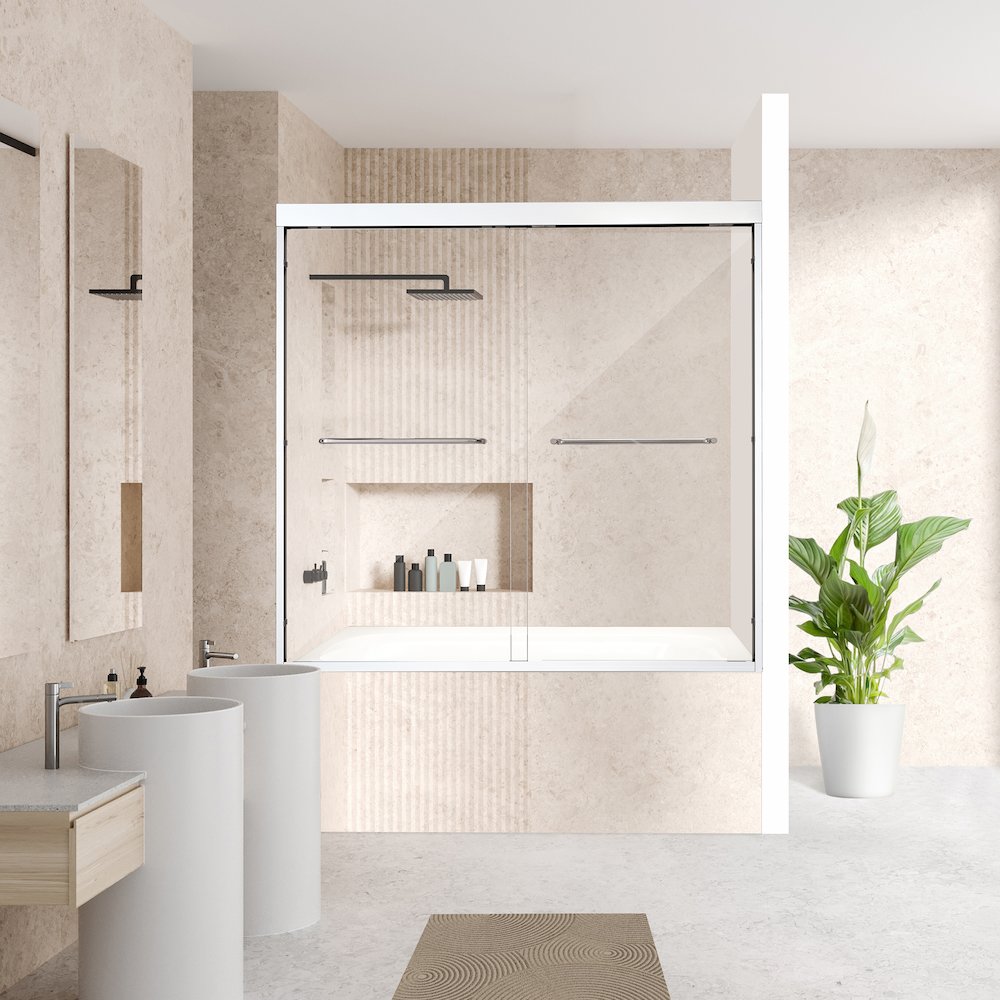 Framed Tub Door in Polished Chrome with Clear Glass. Picture 5