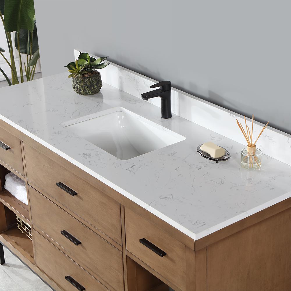 60" Single Bathroom Vanity Set in Brown Pine without Mirror. Picture 7