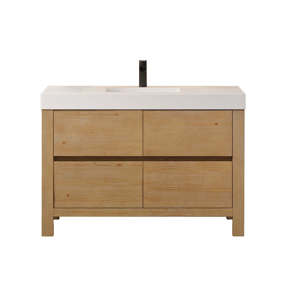 48" Single Bathroom Vanity in with White Artificial Stone Integrated Sink. Picture 1