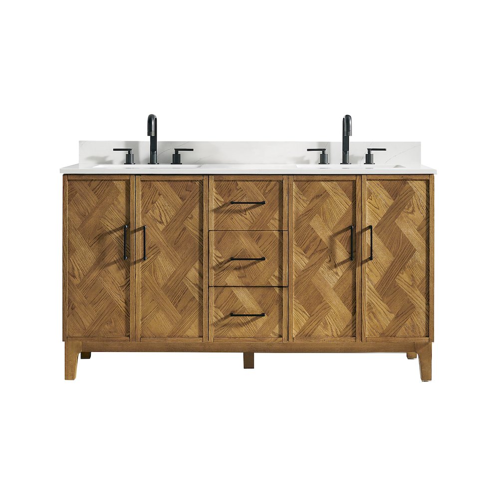 Clara 60" Double Bathroom Vanity in Weathered Brown. Picture 1