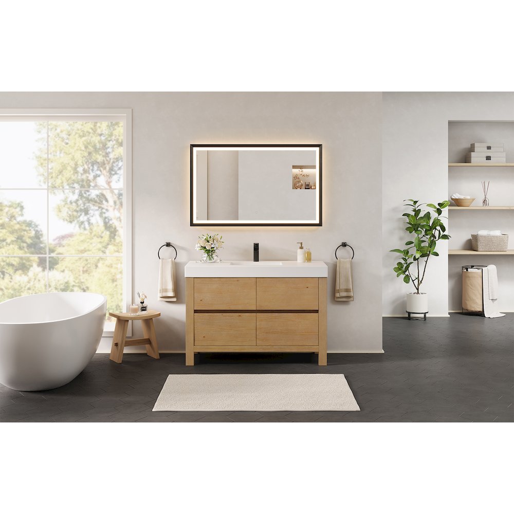 48" Single Bathroom Vanity in with White Artificial Stone Integrated Sink. Picture 13