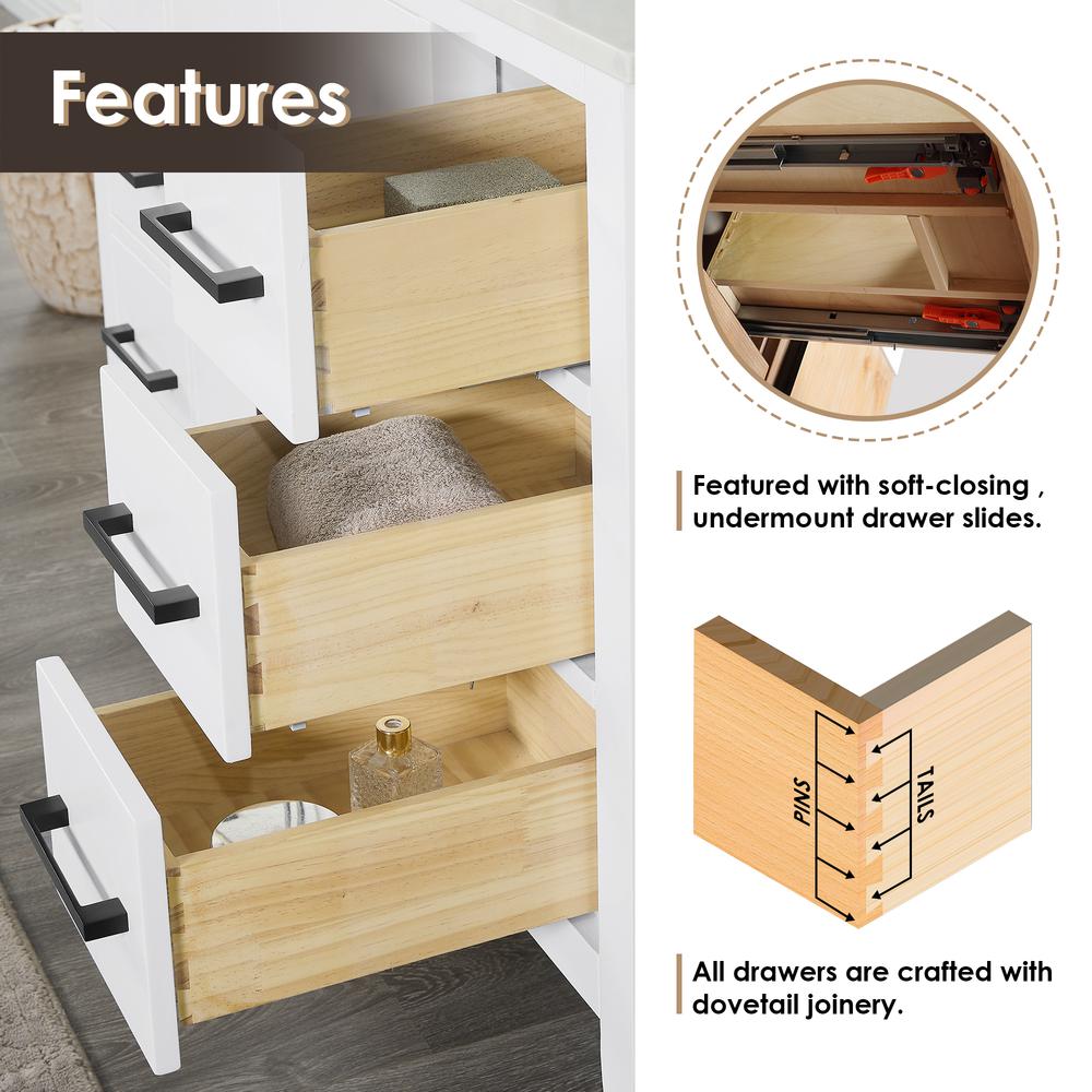 Single Bathroom Vanity in White with Countertop without Mirror. Picture 8