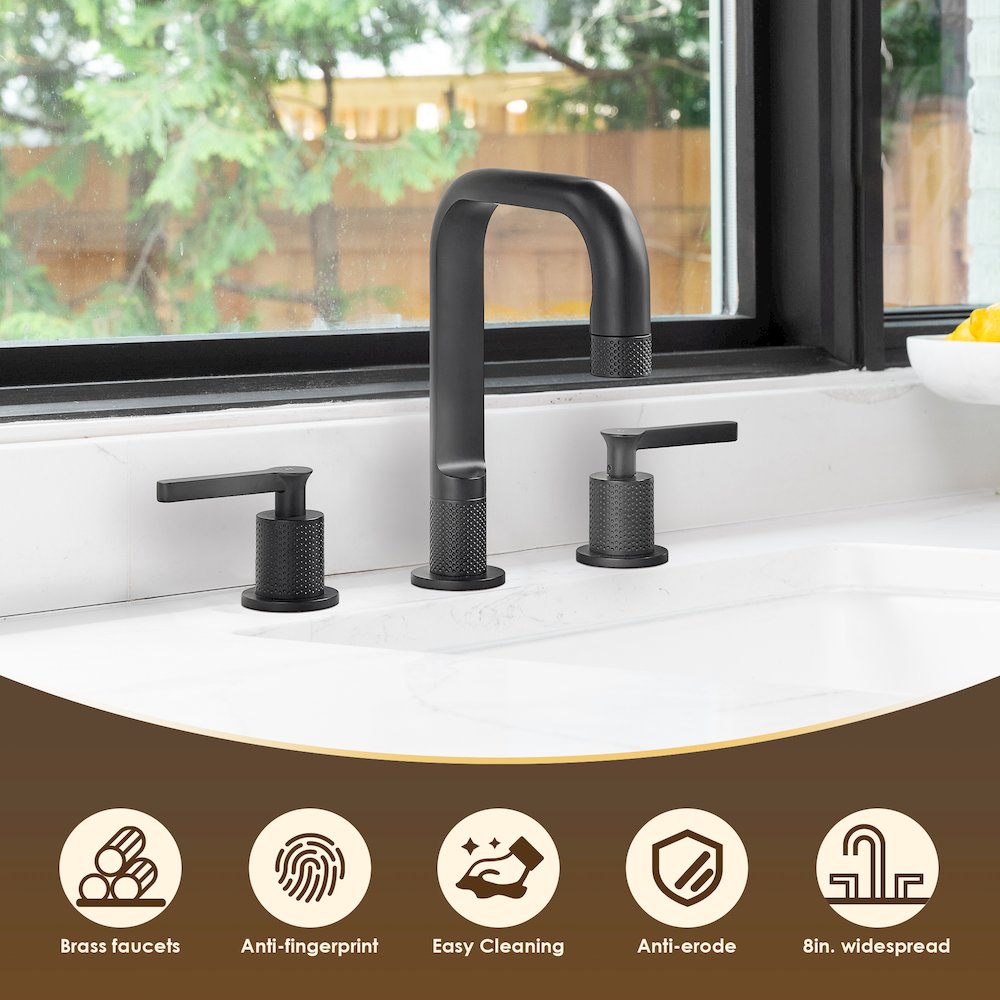 8. in Widespread 2-Handle Bathroom Faucet in Matte Black. Picture 8