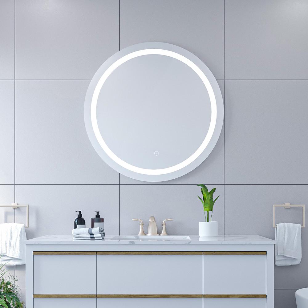 Padova 32” Round  Frameless Modern LED Bathroom Vanity Mirror. Picture 10