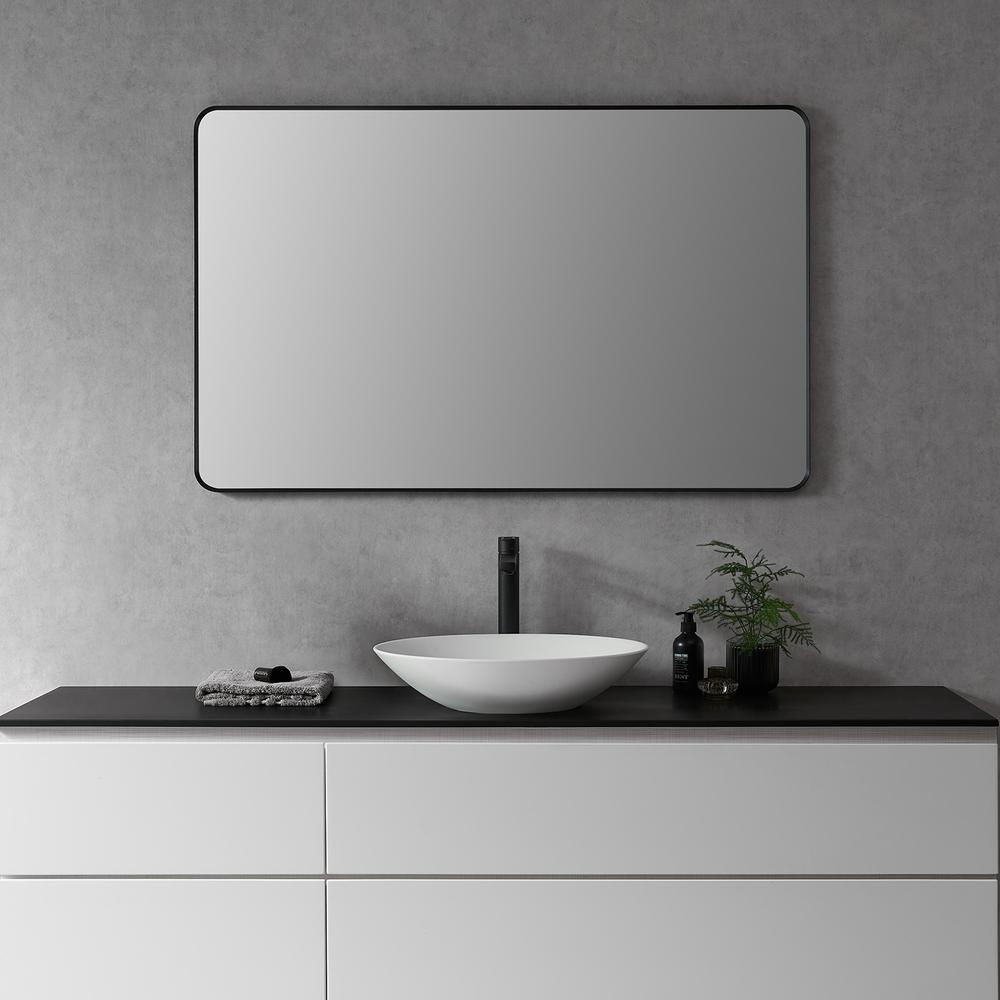Nettuno 48" Rectangle Bathroom/Vanity Matt Black Aluminum Framed Wall Mirror. Picture 6
