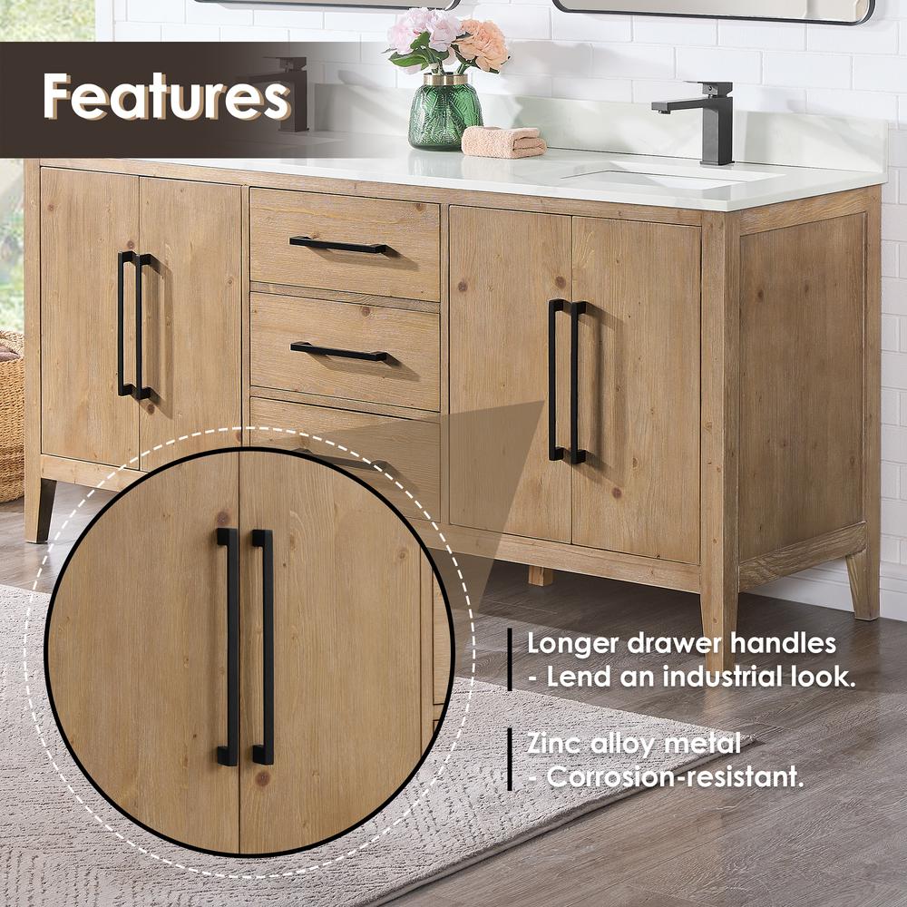 Double Bathroom Vanity in Weathered Fir with Stone Countertop with Mirror. Picture 9