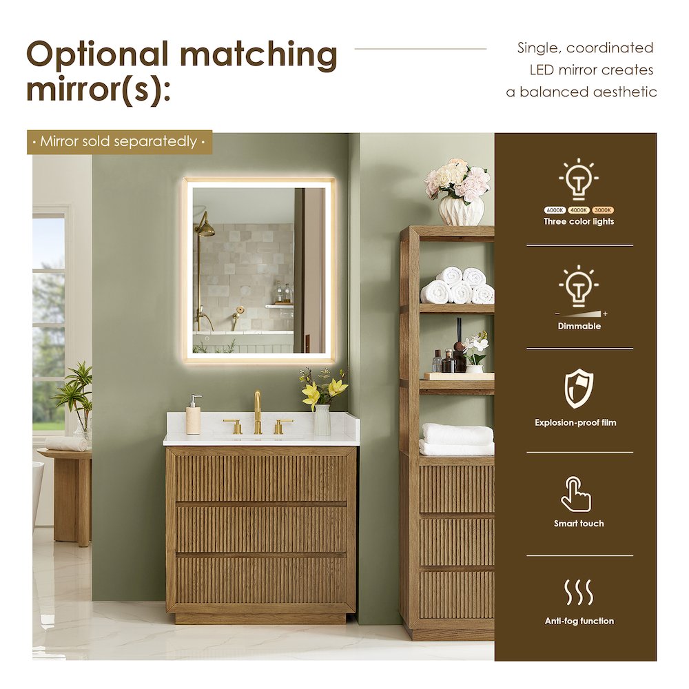 Navan 36" Single Bathroom Vanity in Weathered Brown. Picture 14