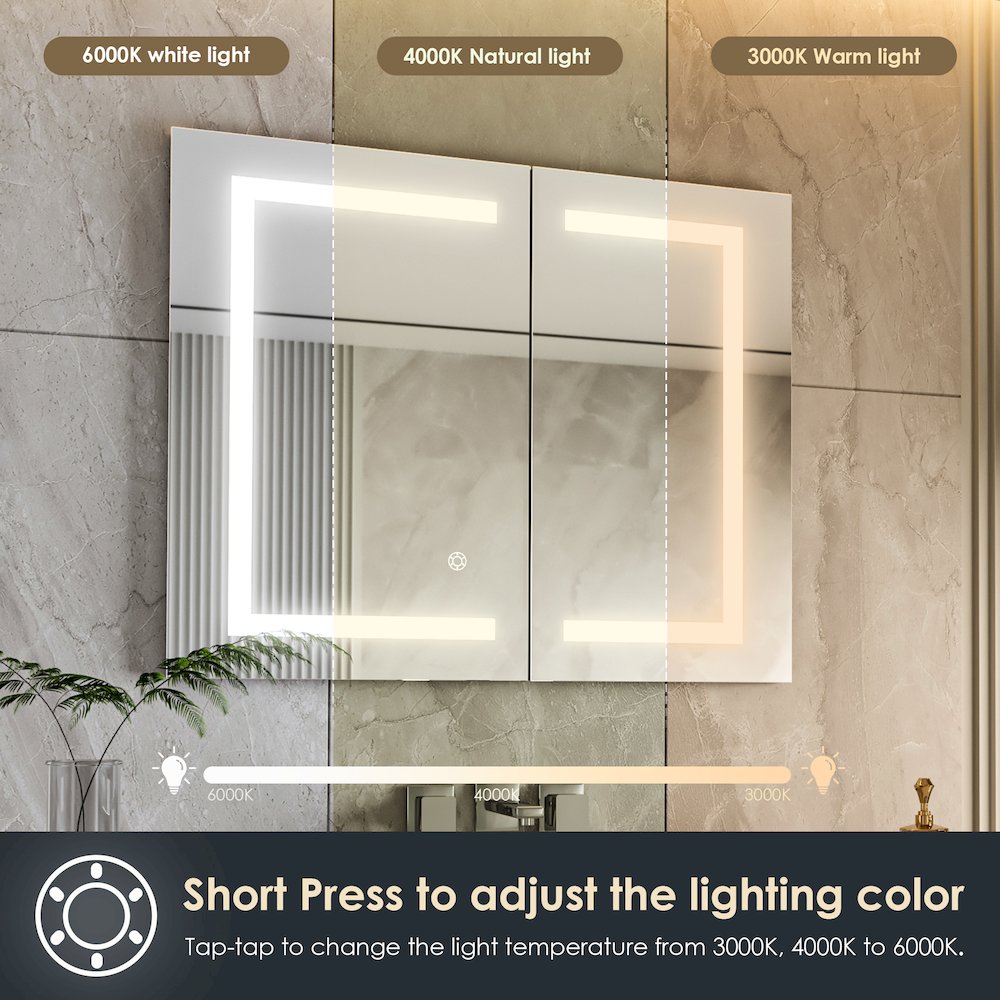36" Frameless Surface-Mount/Recessed LED Lighted Bathroom Medicine Cabinet. Picture 11