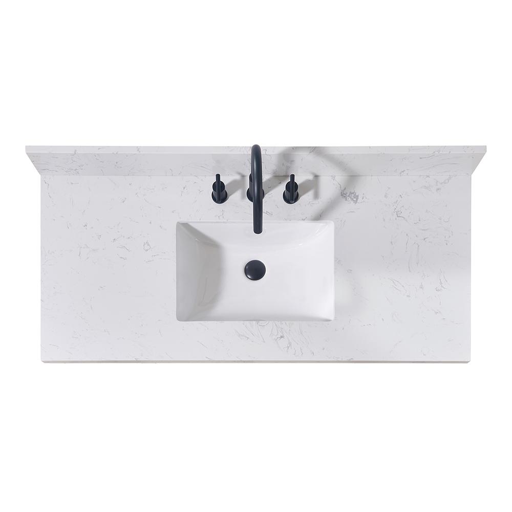 49. in Composite Stone Vanity Top in Aosta White with White Sink. Picture 1
