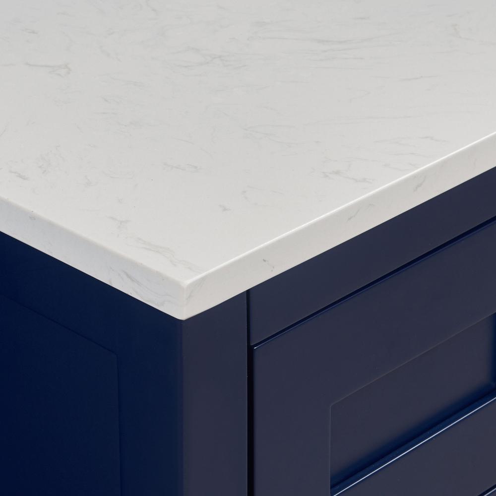 49 in. Composite Stone Vanity Top in Jazz White with White Sink. Picture 8
