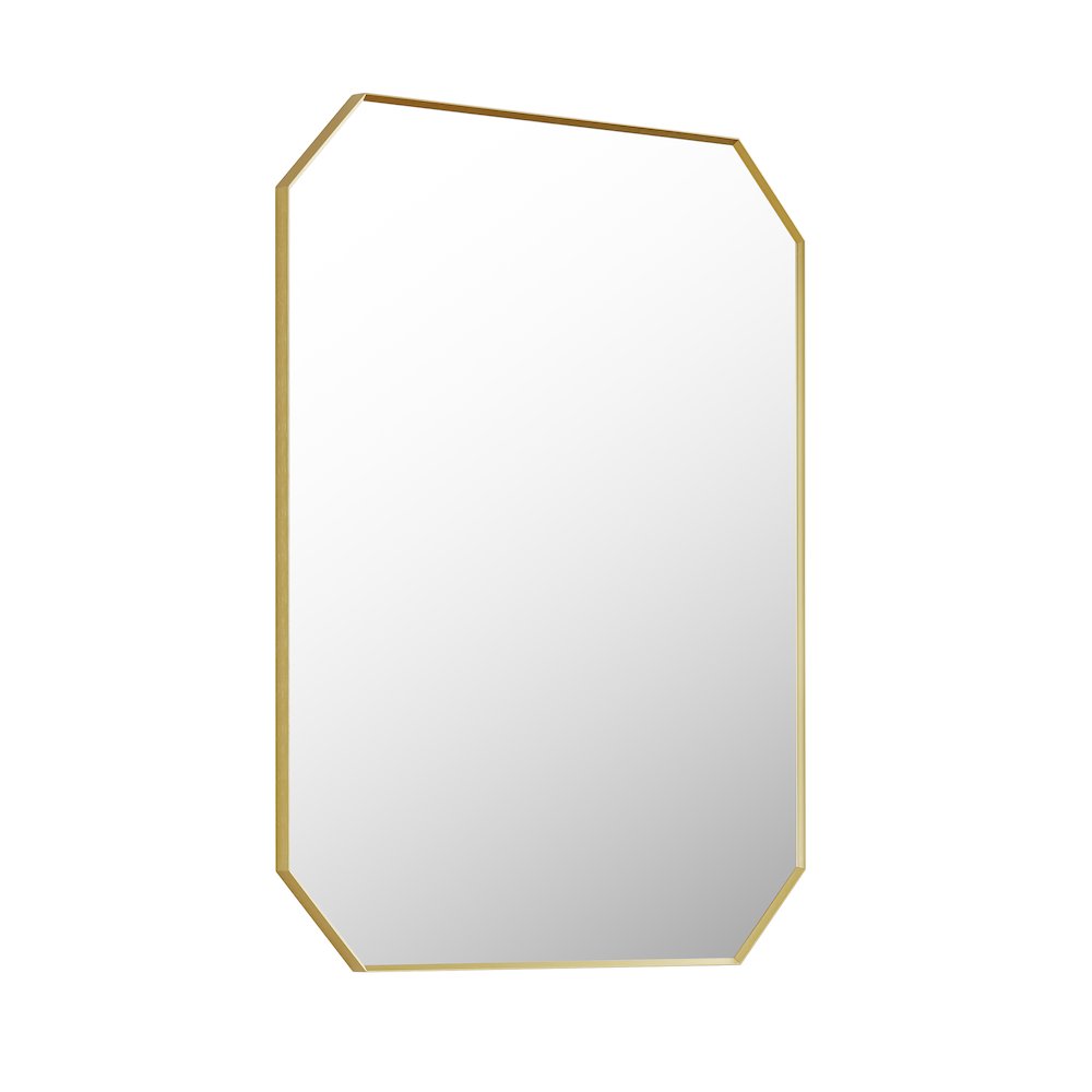 36"x30" Octagon Aluminum Framed in Brushed Gold Modern Bathroom Wall Mirror. Picture 1