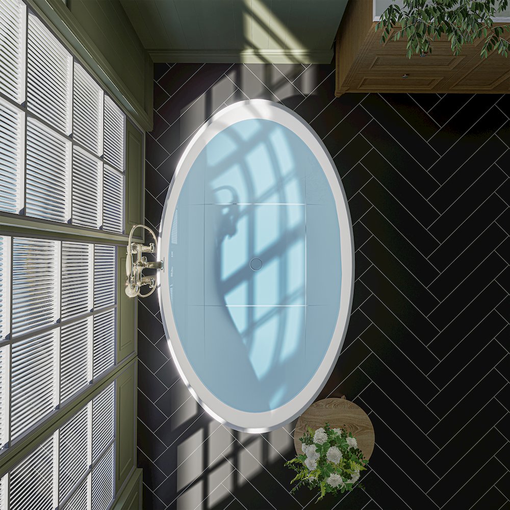 67" x 39" Solid Surface Soaking Bathtub in Matte White and Integrated Overflow. Picture 9